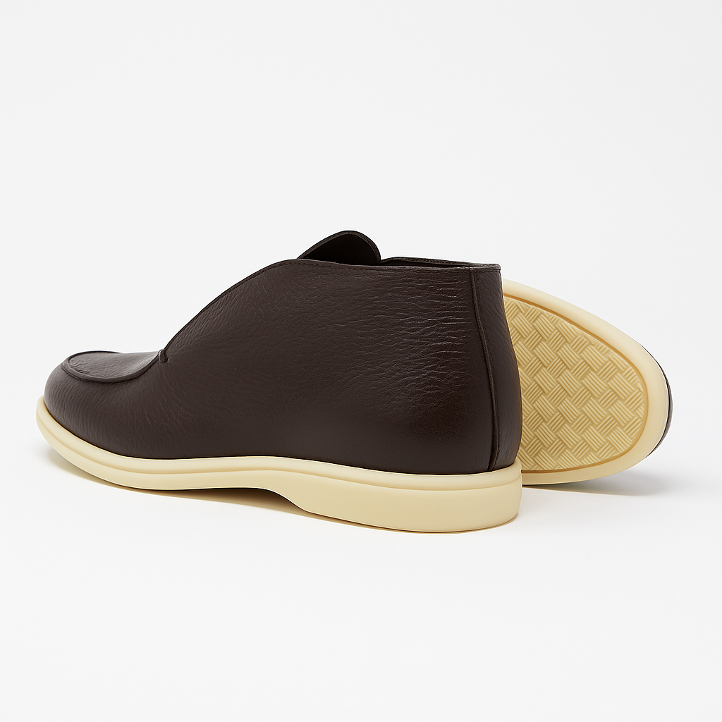 Yanko Hightop Loafer genarbtes Leder Dark Brown
