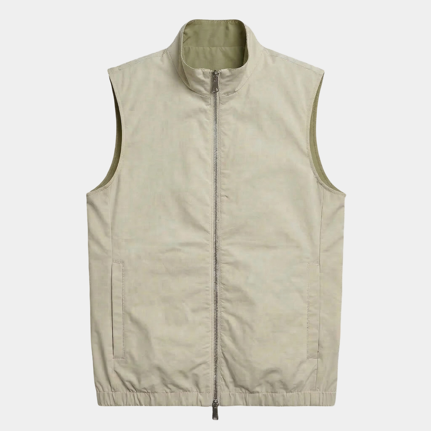 Reversible Zip Weste Beige/Olive